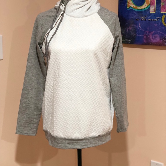 CHARLY WHITE GRAY DOUBLE - HOODIE PULLOVER - Picture 2 of 5